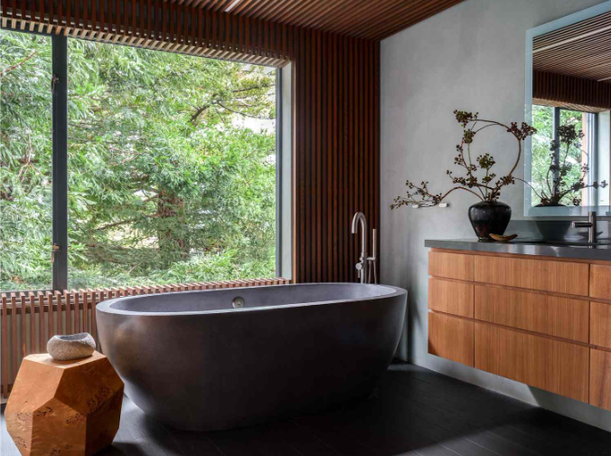 Inspirasi Kamar Mandi Konsep Semi-Outdoor Japandi yang Menenangkan